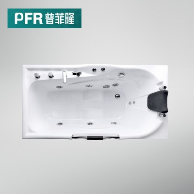 亚克力双扶手家用浴缸小户型裙边加深长方形斜靠恒温冲浪按摩浴缸图2