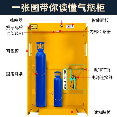 气瓶柜安全柜全钢防爆乙炔氢气氮气煤气罐实验室储存双瓶钢瓶柜子图2