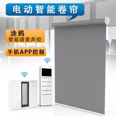 电动卷窗帘成品 小米涂鸦跨境遮阳遮光帘语音智能办公室电动卷帘图2