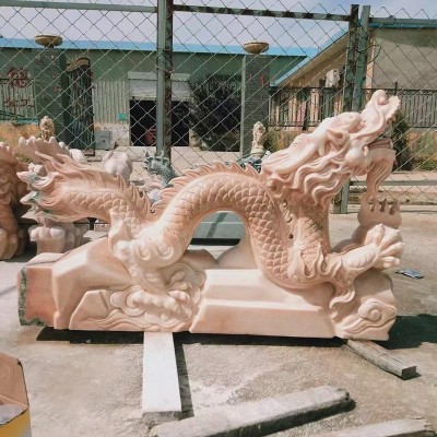 中式石雕龙 景区别墅户外观赏龙装饰摆件庭院汉白玉中国龙雕塑图2
