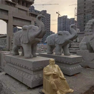 石雕大象 汉白玉雕刻大象 酒店公司门口雕刻石象一对摆件图2