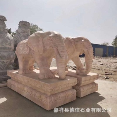石雕大象 汉白玉雕刻大象 酒店公司门口雕刻石象一对摆件图4