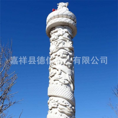 石雕盘龙柱广场公园石龙柱雕刻 花岗岩石雕圆形石柱子文化柱价格图3