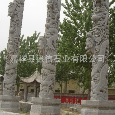 石雕盘龙柱广场公园石龙柱雕刻 花岗岩石雕圆形石柱子文化柱价格图4