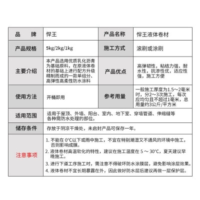 工厂批发悍王防水涂料液体卷材小包装屋顶地面沥青防水防潮材料图2