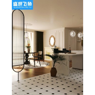 小花砖卫生间瓷砖300X300简约黑白阳台厨房复古艺术餐厅防滑地砖图2