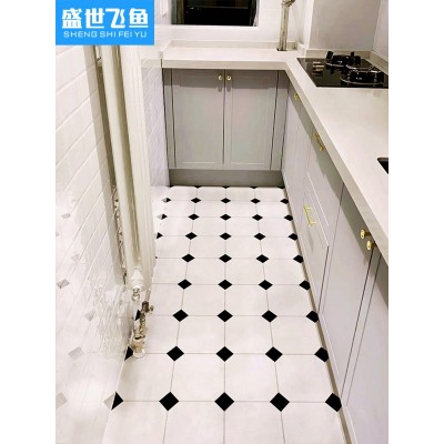 小花砖卫生间瓷砖300X300简约黑白阳台厨房复古艺术餐厅防滑地砖图4