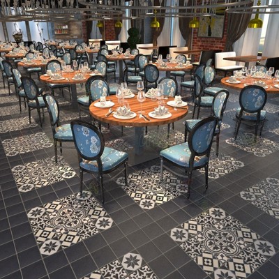 复古水泥花砖厨房卫生间防滑地砖民宿店铺仿古砖阳台餐厅墙砖订造图2