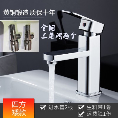家用面盆龙头冷热龙头铜芯单孔卫生间洗脸盆台盆防溅水龙头卫生间图2