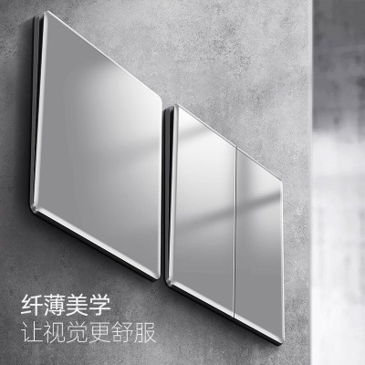 灰色钢化玻璃一开双控五孔开关插座面板86型墙壁暗装家用套餐图2