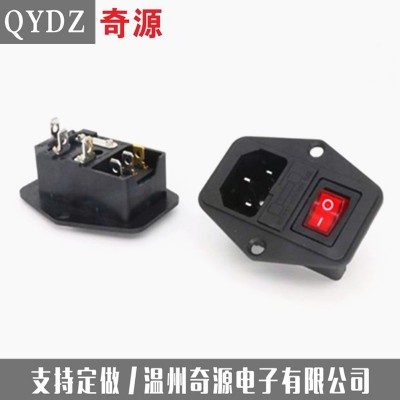 AC-01 AC电源插座 开关带灯 带保险管座 带耳 10A/250V图3