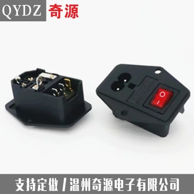 AC-01 AC电源插座 开关带灯 带保险管座 带耳 10A/250V图2