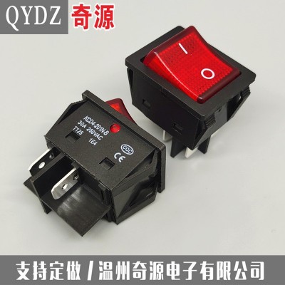 四脚二档船形开关大电流25A250V防水船型开关KCD4大翘板带灯开关图3