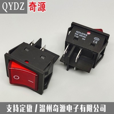 四脚二档船形开关大电流25A250V防水船型开关KCD4大翘板带灯开关图4