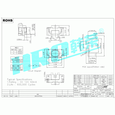 【免费拿样】供应贴片轻触开关 MINI侧按沉板式按键开关/2*4 HRO图2