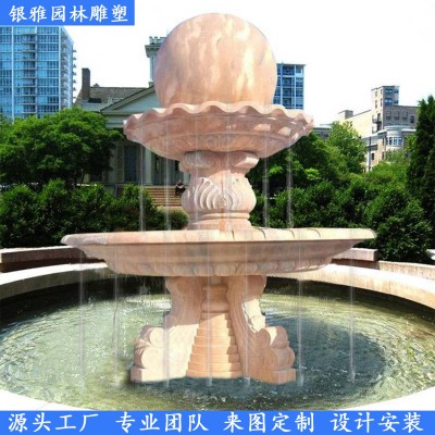 石雕喷泉 三层喷泉 广场庭院转水球喷泉鱼池喷泉造景雕塑厂家图3