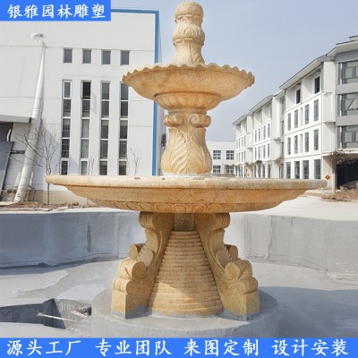 石雕喷泉 三层喷泉 广场庭院转水球喷泉鱼池喷泉造景雕塑厂家图4
