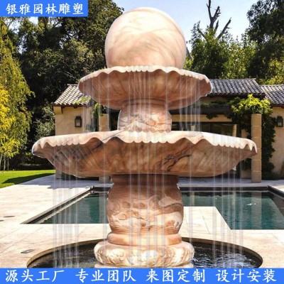 石雕喷泉 三层喷泉 广场庭院转水球喷泉鱼池喷泉造景雕塑厂家图2