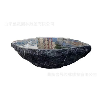 天然黑山石水钵石雕景观异形加工现代庭院别墅造景流水摆件图2