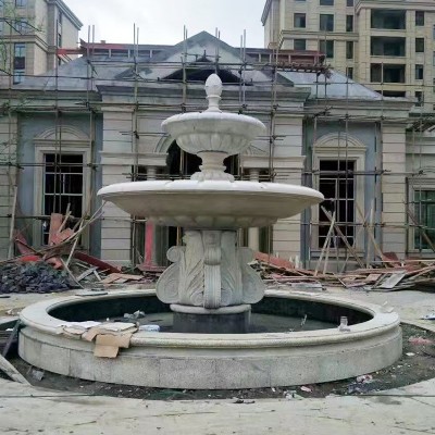 黄锈石喷泉 园林景观水钵装饰户外小区公园大理石喷泉景观雕塑图3