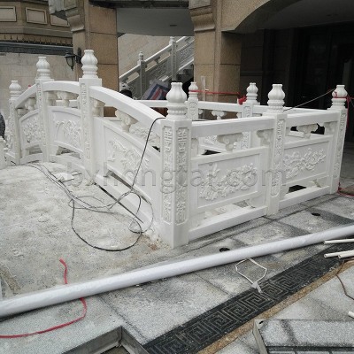 四川汉白玉大理石大板雪花拼花白玉桥栏杆石雕厂家建材批发图3
