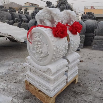 石雕门鼓汉白玉门墩大理石石鼓抱鼓石一对别墅庭院门口摆件图2