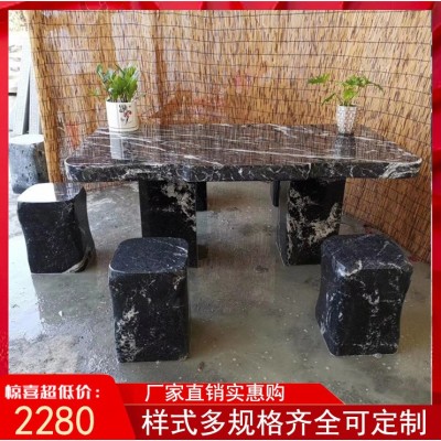 厂家批发石桌石凳户外大理石桌椅庭院别墅家用长方形圆形石桌子图3