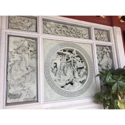 仿古建筑文化墙雕刻寺庙石雕壁雕祠堂浮雕福建泉州惠安石雕壁画图2