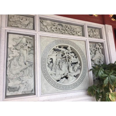 仿古建筑文化墙雕刻寺庙石雕壁雕祠堂浮雕福建泉州惠安石雕壁画图5