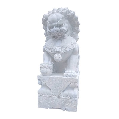 石雕狮子 汉白玉狮子一对酒店 家用门口摆放石狮子摆件现货闪发图5