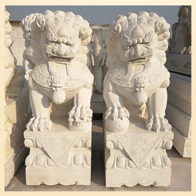 青石狮子商店大门汉白玉石雕狮子一对景区寺庙石狮子仿古雕刻狮子图4