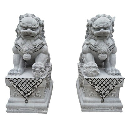 青石狮子商店大门汉白玉石雕狮子一对景区寺庙石狮子仿古雕刻狮子图5