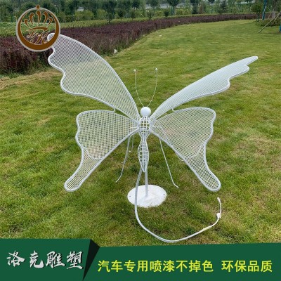 不锈钢蝴蝶蜻蜓户外城市广场景观雕塑花园庭院昆虫金属落地装饰品图4