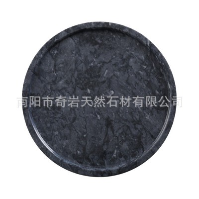 厂家直发 天然大理石托盘 置物盘 首饰盘 海浪花大理石圆片图1