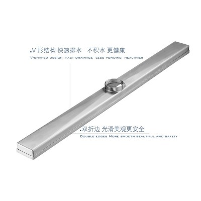 简约线性长地漏防臭防虫大排量家用浴室洗衣机地漏酒店工程不锈钢图3