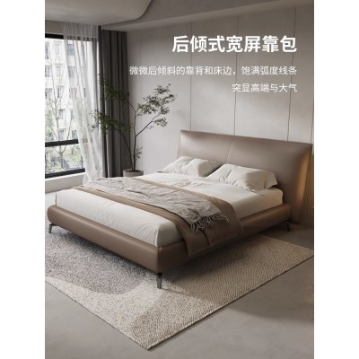 小红书香奈皮床意式极简高端别墅设计师款皮床主卧婚床头层牛皮图2