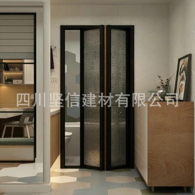 浴室厨房水晶隔音电动折叠门工业北欧平移悬浮折叠门家装建材用图2