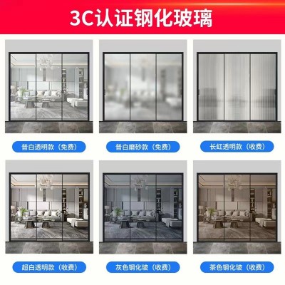 铝合金极窄推拉门厨房客厅卫生间玻璃单轨两四五六三联动吊轨移门图4
