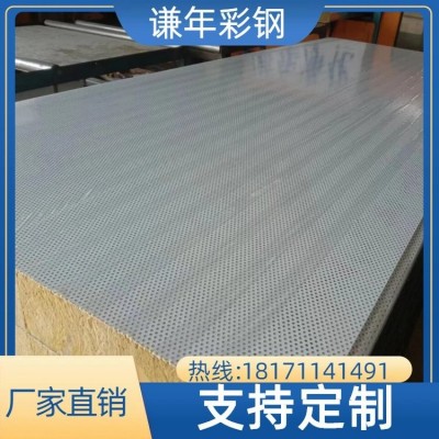 工业车间隔音降噪冲孔消音岩棉彩钢板 打孔金属复合吸音板 谦年图2