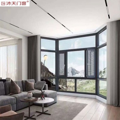 厂家生产断桥铝窗户大玻璃阳台落地平开窗推拉全景窗户封阳台窗子图3