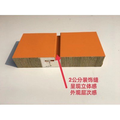 金属面绝热岩棉板5公分聚氨酯封边1000MM型A级防火耐火1小时图2