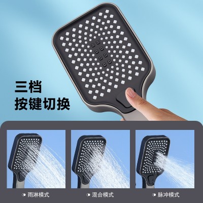 战斧全铜淋浴航母花洒套装枪灰色钢琴按键家用恒温淋雨沐浴增压头图3