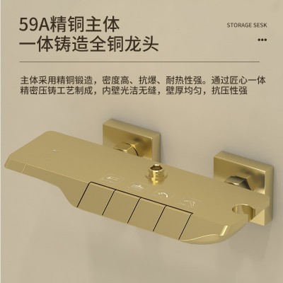 网红淋浴花洒套装卫生间枪灰色钢琴按键航母恒温沐浴增压淋雨顶喷图4