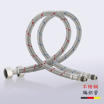 304不锈钢冷热水软管红蓝不锈钢编织进水管G1/4接口4分高压防爆管图3