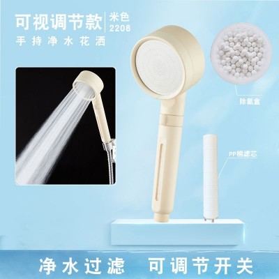 净水花洒喷头套装家用增压洗澡神器一键止水沐浴过滤花洒多功能图2