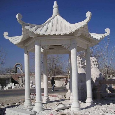 乔升建材 汉白玉凉亭 石雕纯手工雕刻亭 防腐耐磨 古风 欧式风格图2