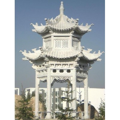 乔升建材 汉白玉凉亭 石雕纯手工雕刻亭 防腐耐磨 古风 欧式风格图5