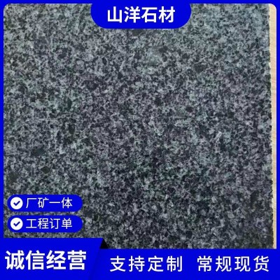 花岗岩芝麻黑火烧板 荔枝面户外工地地铺 庭院装饰大理石板济南青图4