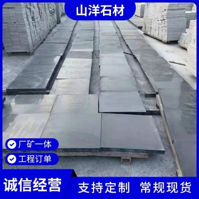 花岗岩芝麻黑火烧板 荔枝面户外工地地铺 庭院装饰大理石板济南青图2
