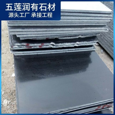 中国黑蒙古黑火烧板 光面黑色地铺石墓碑料石 花岗岩建筑镶边石材图2